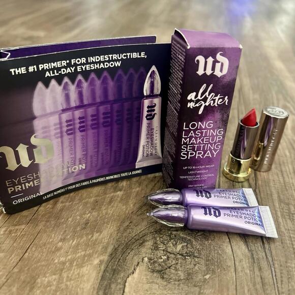 Urban Decay Bundle - All Nighter, Eyeshadow Primer Potion, Red Lipstick - Picture 1 of 6